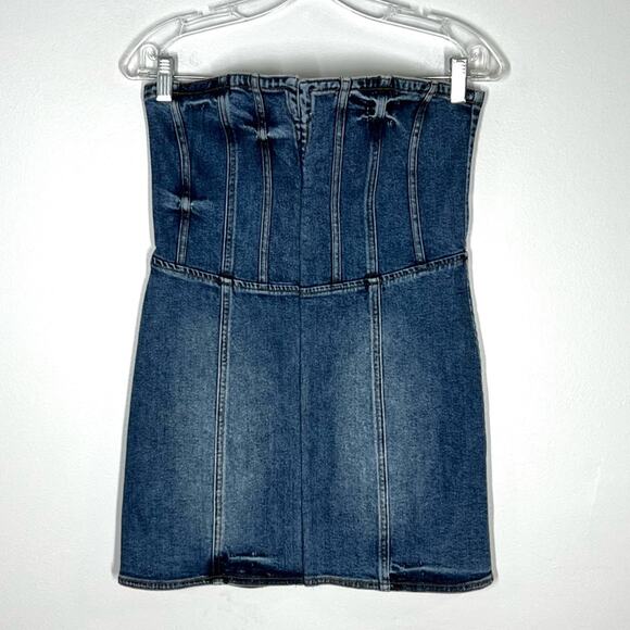 Retrofete Andreia Strapless Denim Mini Dress Size M - Picture 3 of 8